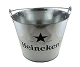 Heineken Extra Galvanized Beer Bucket with Built-In Bottle Opener