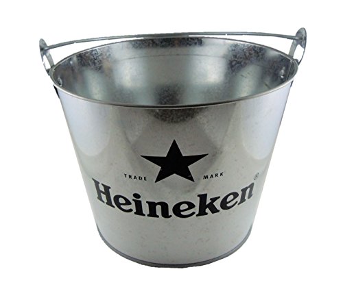 Heineken Extra Galvanized Beer Bucket with Built-In Bottle Opener