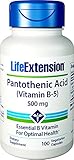 Life Extension Pantothenic Acid (Vitamin B-5) 500 mg, 100 Vegetarian Capsules