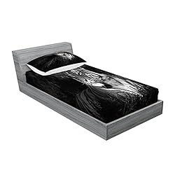 Ambesonne Black and White Fitted Sheet & Pillow