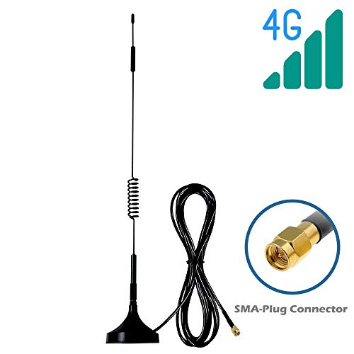 TECHTOO 4G LTE Antenna Wide Band Support 2G 3G GSM CPRS -inch w/SMA Male Connector for Cellular Signal Booster â€“ Vehicles - PCS and IDEN Providers Magnet Mount Cellular Antenna 12