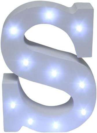 Royal Brands Decorative DIY LED Letter Light Sign - Light Up Wooden Alphabet Letter Battery Operated Party Wedding Marquee Décor - White (S)