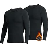 2 Pack Thermal Shirts for Men, Long Johns Shirts with Fleece Lined Long Sleeve,Thermal Tops for Men Winter