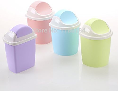 1PC 4 Colors Plastic desktop garbage cleaning barrel creative fresh candy color small trash (Blue)