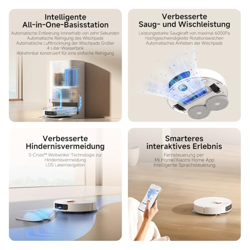 Xiaomi Robot Vacuum X20+ Saugroboter mit Absaugstation und 4L/4L Frisch- & Altwassertank - 2 rotierende, Auto-Trocknung Wischmops, Bis 280m² wischen, 6000Pa Saugkraft, LDS-Navigation, Alle Bodentypen 2
