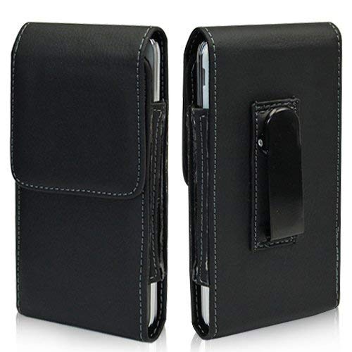 Kingsource Vertical Leather Holster Pouch Belt Loop Case with Metal Belt Clip Compatible for Samsung Galaxy S10 Plus Black