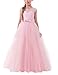 TTYAOVO Girls Pageant Ball Gowns Kids Chiffon Embroidered Wedding Party Dress Size 8-9 Years Pink