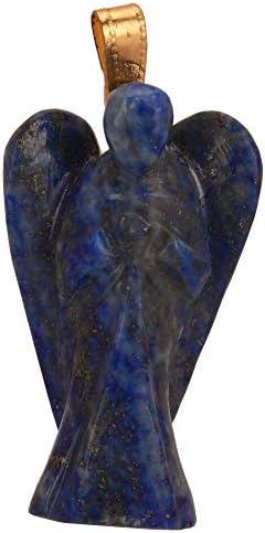 CrystalEra Lapis Lazuli Angel Pendant Natural Stone Pendant Angle Wings Healing Pendant Handmade DIY Jewelry