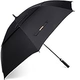 Hippih 62 Inch Automatic Open Golf Umbrella Extra Large Oversize Double Canopy Vented Windproof Waterproof Stick Umbrellas with Black Carrying Sleeve