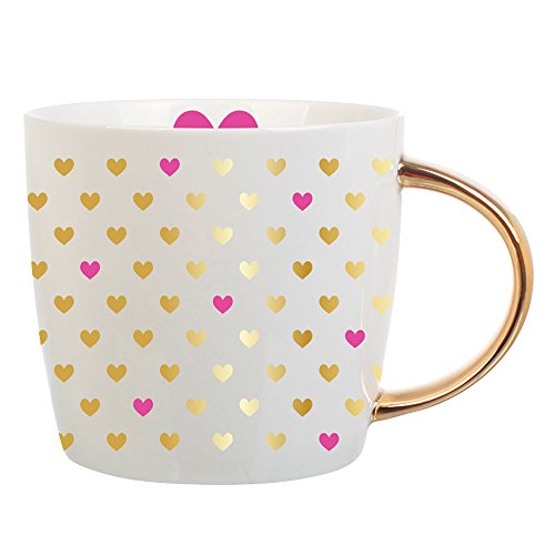 Slant Collections 14oz Mug Gold Hearts - Thumbnail 2