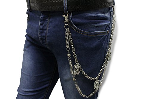 TFJ Men Women Wallet Chain Silver Metal Devil Skeleton Demon Skulls Death
