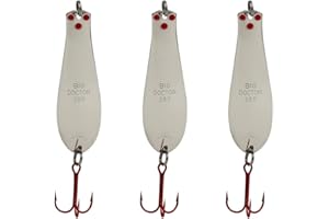 YELLOW BIRD FISHING PRODUCTS Doctor Spoons Trolling Series - Saltwater & Freshwater Fishing - Also Used for Jigging - Great for Walleye, Salmon, Trout, Bass, Pike, Striper, Rainbow & More - Premium Eagle Claw Hooks 3 Pack