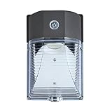 26W 3000LM LED Wall Pack Light, 120-277Vac 5000K Daylight, Photocell Dusk to Dawn Wall Pack, 150-250W MH/HPS Replacement, Outdoor Security Lighting Fixtures, Clear Lens (Bronze)