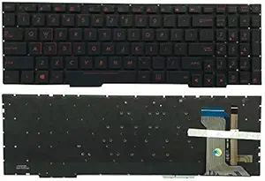 New US Red Backlit English Laptop Keyboard (Without Frame) Replacement for Asus GL553VE GL553VD GL553VW ZX553VD FX553VD FX553VE FX753VD FX753VE P/N:V156362DS1 0KN1-0B5US11 Light Backlight