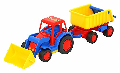 WADER Basics Traktor mit Frontschaufel und Kippanhänger