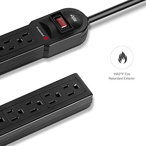 KMC 6Outlet Surge Protector Power Strip 10Pack, 600 Joule, Overload