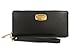 Michael Kors Black Leather Jet Set Travel Continental Zip Around Wallet Wristlet with Golden Hardware