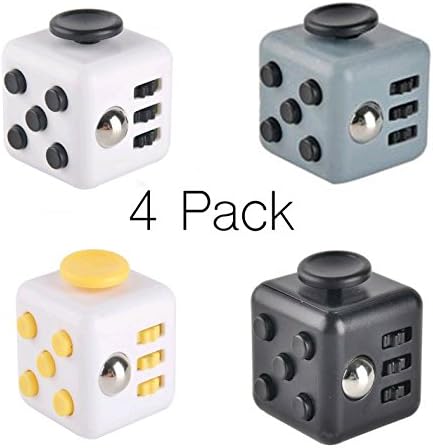Fidget Cube 4-Pack For ADHD, Autism, Stress, Depression, Focuising, Anxiety and More for Children and Adults Attention Toy