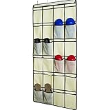 Large Size Over the Door Shoe Organizer, 24 Large Pockets Hanging Shoe Organizer with 4 Steel Hooks (22