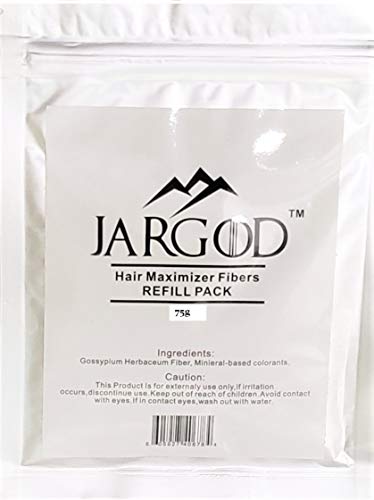 75 Gram Black JARGOD Hair Building Fibers 50g + 25g = 75g - Refill Your Existing Fiber Bottle - Hair Filler Fibers - Hair Loss Concealer For Thinning Hair