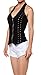 A.S Sexy Corset Stretchy Classic Slim Body Bustier Halter Lace Up Top-Black-Large