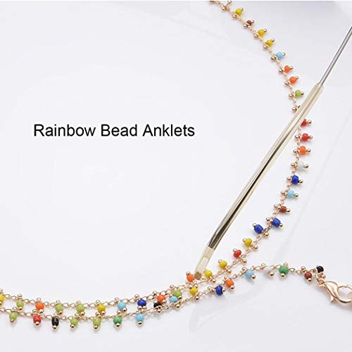 Shegirl Boho Bead Anklet Bracket Beach Colorful Beaded Anklet Chain Charm Gold Foot Jewelry for Women and Girls