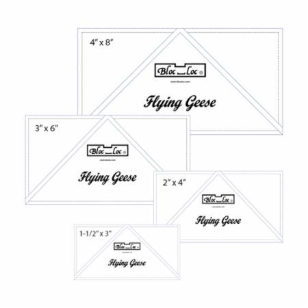 Bloc Loc Flying Geese Ruler Set 1~1.5"x3,2"x4",3"x6",4"x8"