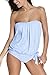 Dokotoo Womens Solid Soft Cup Strapless Tankini With Triangular Briefs Large Sky Blue
