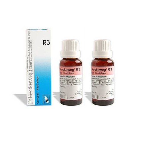 2 LOT X Dr. Reckeweg - Homeopathic Medicine - R3 Heart Drops - Blockage and Valvular
