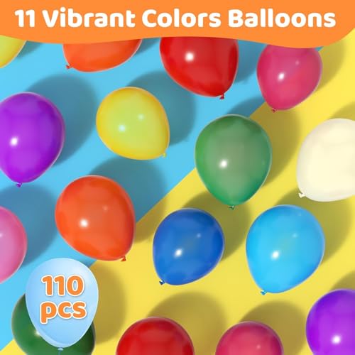 110 Pcs Birthday Balloons, 12 Inch Colorful Helium Balloons - Graduation Balloons Wedding Baby Shower Carnival Anniversary Wedding Balloons