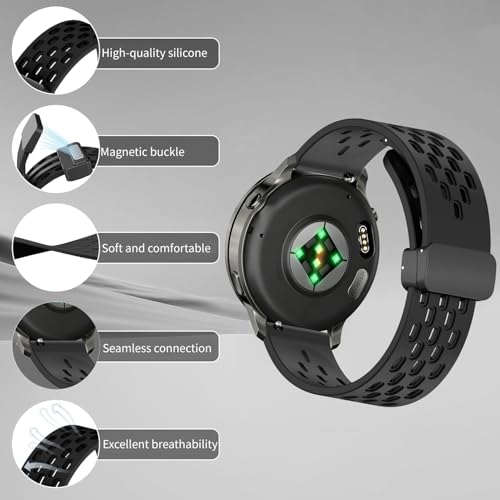 MELEJIA 22MM Silicone Strap Compatible with Garmin Forerunner 570 47mm/Forerunner 970/Venu 4 45mm/Venu 3/Venu 2, 22MM Silicone Replacement Bracelets, Adjustable Magnetic Closure Strap