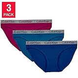 Calvin Klein Women's Radiant Cotton Bikini Panty (3-Pack) (Blue/Navy/Fuchsia, Small)