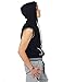 Youstar Modern Color Block Sleeveless Zipper Closure Drawstring Hoodie Black White 2XL