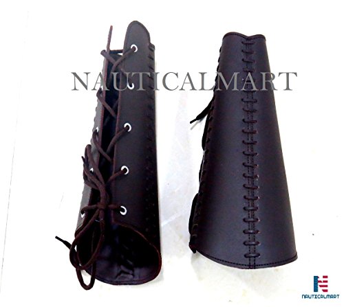 NauticalMart Black Leather Squire Bracers