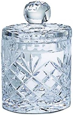 LEAD CRYSTAL BISCUIT BARREL WITH MEDALLION PATTERN, 5" H
