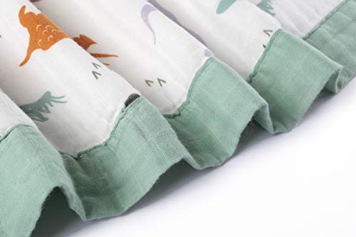 image for LittleJump Dinosaur Muslin Stroller Blanket - Bamboo Summer Blanket fo