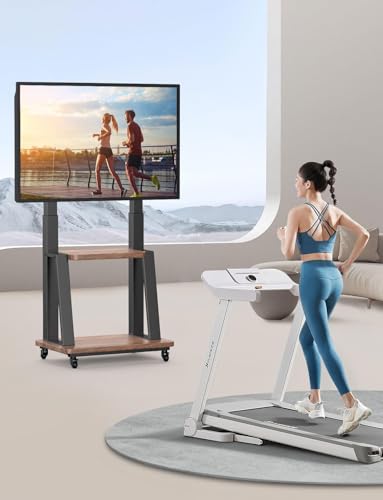 TETVIK Soporte de Piso para TV Móvil con Ruedas de 32 a 75 Pulgadas,Base para TV VESA 200x200-600x400mm,Carrito de TV para Pantalla Altura Ajustable,Soporta hasta 60 KG,Resistente y Fácil de Armar