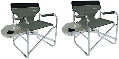 OnwaySports 2 Pack Aluminum Frame Director Chair with Side Table Lightweight Foldable Portable for Camping in Grey