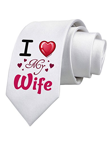 TooLoud I Love Heart My Wife Printed White Neck Tie