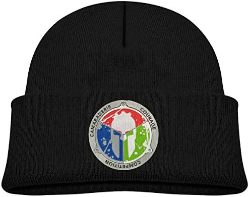 Yimo Kids Knitted Beanies Hat Spartan Race Trifecta Classic Medal Display Head Winter Hat Knitted Skull Cap for Boys Girls Black