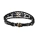 Areke Unisex Braided Leather Bracelets for Men - Adjustable Cubic Zirconia Bangle Bracelet 7.3 8.5 inches Style Black