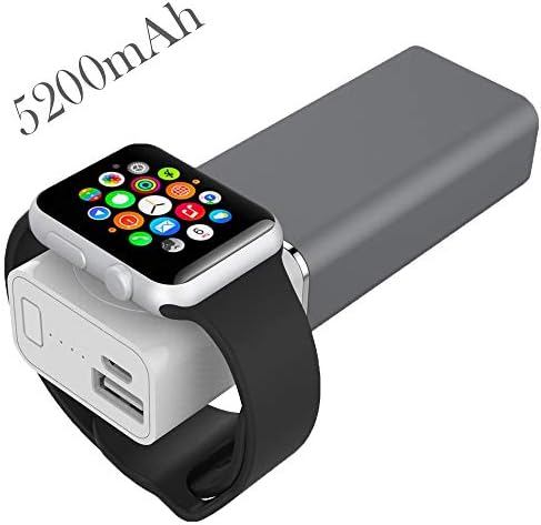 UnitedUshop Travel Friendly Wireless Charger 5200mAh Portable Smart Power Bank for Apple Watch Series 4 3 2 1 Nike+, Power Bank Charger with USB Charging for iPhone X, iPhone 8, Android,Smartphone