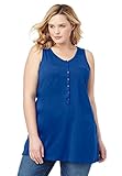 Roamans Women's Plus Size 2 Pocket Henley Max Tank