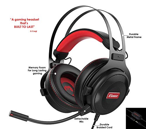 Pro Gaming Headset with Mic (Universal) Video Gamer Wired Headphones | Xbox One, PS4, PC, Laptop, and Mobile Device Compatible| Stereo Sound, 3.5mm Connection | HC Gamer Life