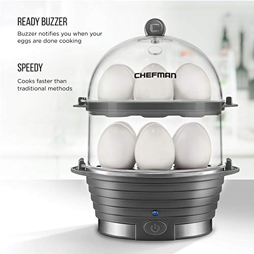 Chefman Electric Egg Cooker Boiler, Rapid EggMaker & Poacher, Food