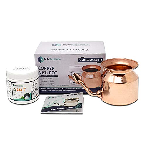 IS IndoSurgicals Premium Quality Copper Jal Neti Pot with Neti Salt Plus