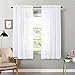 Vangao White Semi-Sheer Curtains 63 Inch Length for Living Room Bedroom Linen Textured Rod Pocket Window Drapes 2 Panels