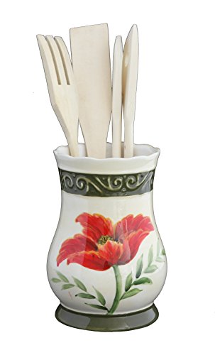 Floral Poppy Utensil Holder