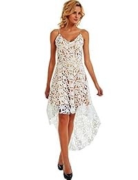 Ashir Aley V Cuello Blanco Vestidos de Encaje para las Mujeres Más el Tamaño de Vestidos de Cóctel de Noche de Fiesta Vestidos de Longitud de la Rodilla