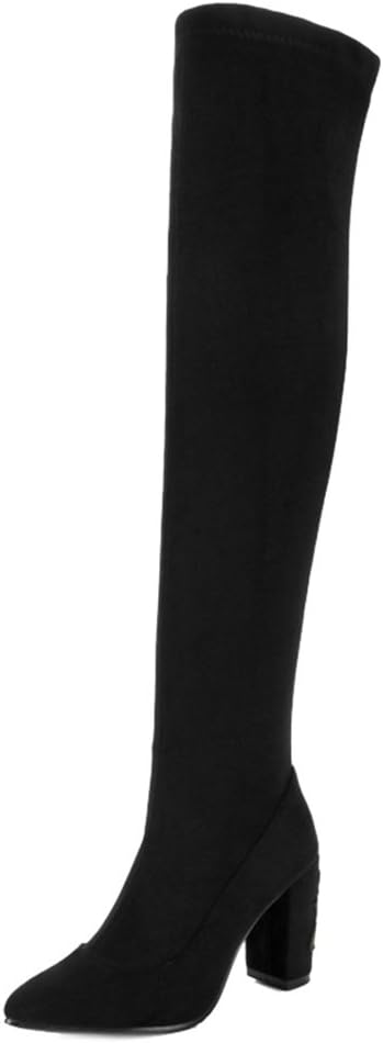 Onewus Women Over-The-Knee Boots with Chunky Heel and Pointed Toe All Match Women Boots for All Parties